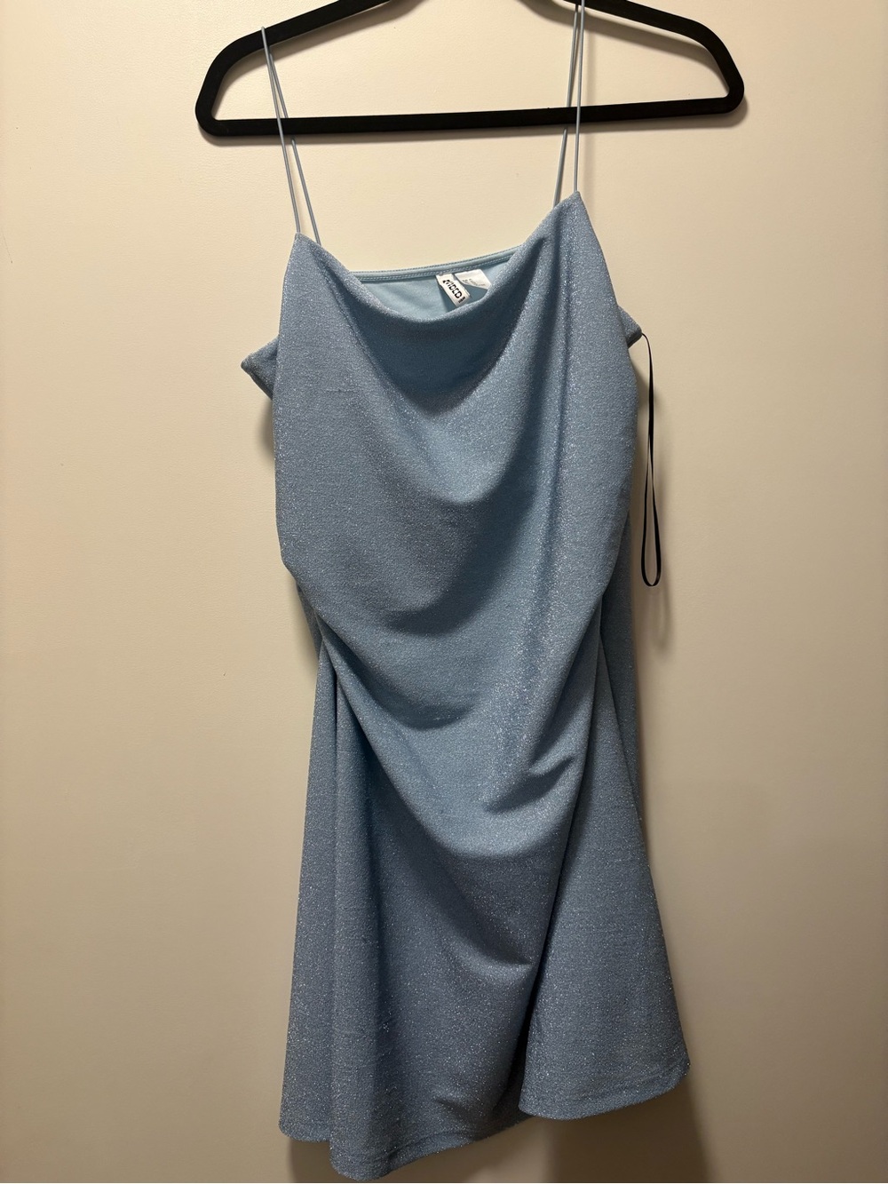 H&M Light Blue Sparkle Cowl Slip Dress